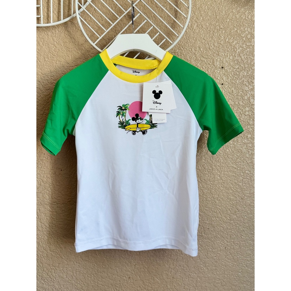 Disney x Janie and Jack Mickey Mouse Surf Rash Guard Swim Shirt Kids Size 4 NWT